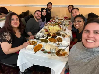 MacKenzie Lab having dinner for thanksgiving